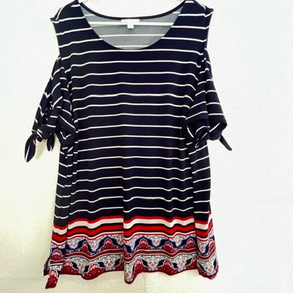 Charter Club Womens Cold Shoulder Top Plus Size 3X - Picture 1 of 7